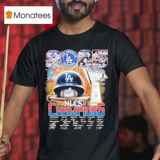 2025 Los Angeles Dodgers Nlcs Champions Score Trophy Signatures Players Shirt