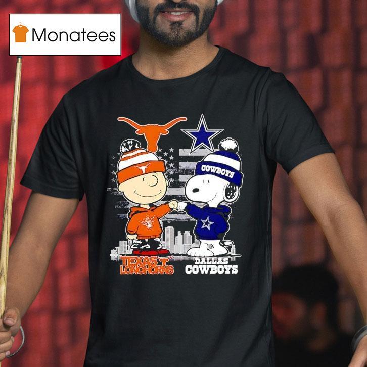 Charlie Brown Dallas Cowboys Vs Snoopy Texas Longhorns City Skyline Shirt