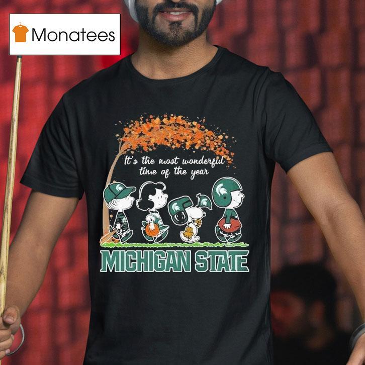 Michigan State Spartans Snoopy The Peanuts It's The Most Wonderful Time Of The Year Shirt