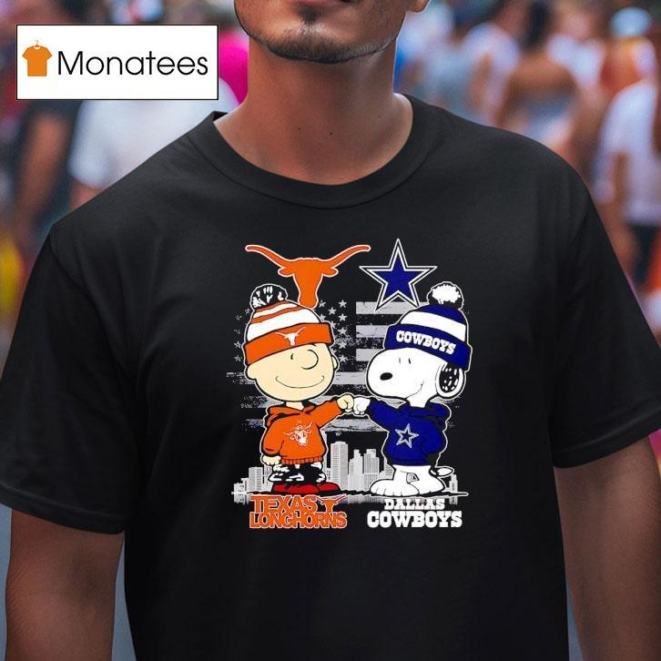 Charlie Brown Dallas Cowboys Vs Snoopy Texas Longhorns City Skyline Shirt