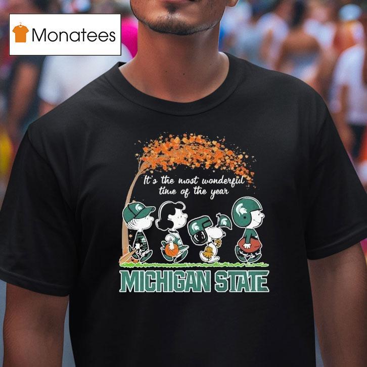 Michigan State Spartans Snoopy The Peanuts It's The Most Wonderful Time Of The Year Shirt