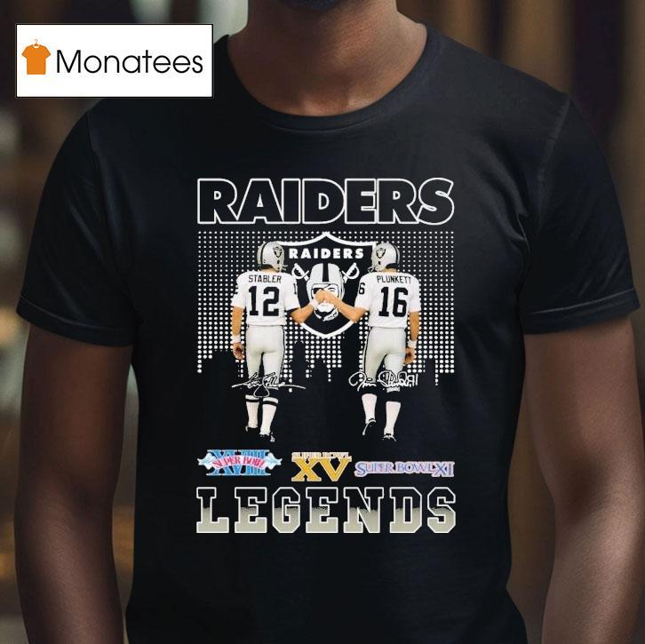 Ken Stabler And Jim Plunkett Las Vegas Raiders Legends Skyline Signatures Shirt
