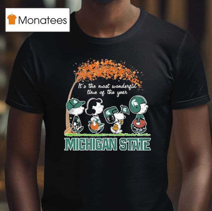 Michigan State Spartans Snoopy The Peanuts It's The Most Wonderful Time Of The Year Shirt