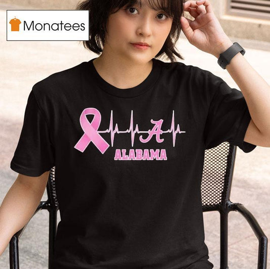 Alabama Heartbeat Pink Ribbon Breast Cancer Shirt
