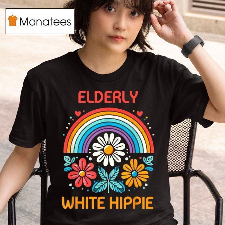 Elderly White Hippie Rainbow Shirt