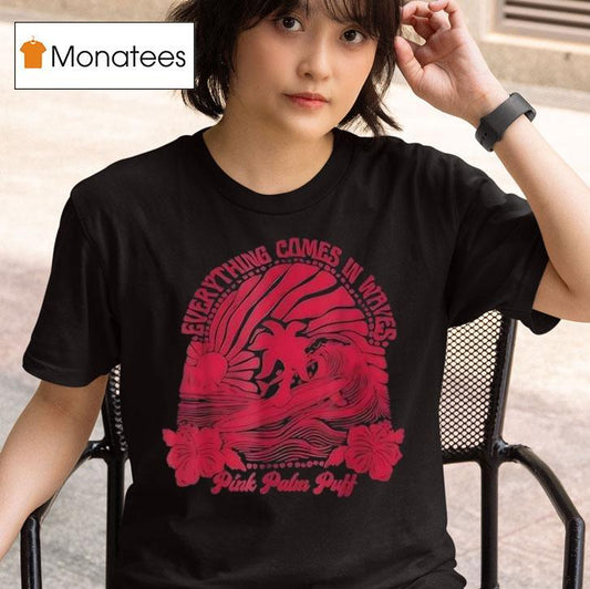 Everything Comes In Waves Pink Palm Puff Shirt