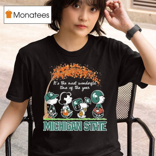 Michigan State Spartans Snoopy The Peanuts It's The Most Wonderful Time Of The Year Shirt