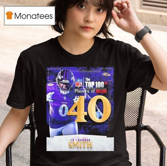 Roquan Smith Nfl Top 100 Players 2025 Number 40 Baltimore Ravens Linebacker American Football Shirt