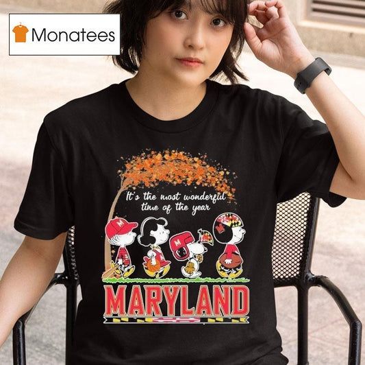 Snoopy The Peanuts Maryland Terrapins It's The Most Wonderful Time Of The Year Shirt