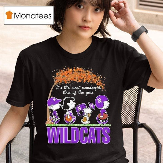 Snoopy The Peanuts Northwestern Wildcats It's The Most Wonderful Time Of The Year Shirt