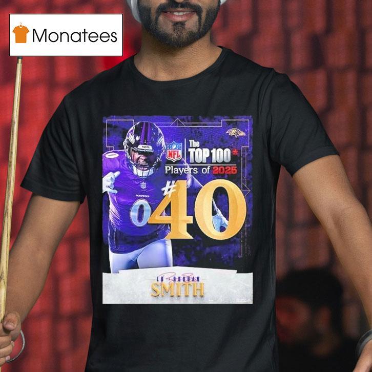 Roquan Smith Nfl Top 100 Players 2025 Number 40 Baltimore Ravens Linebacker American Football Shirt