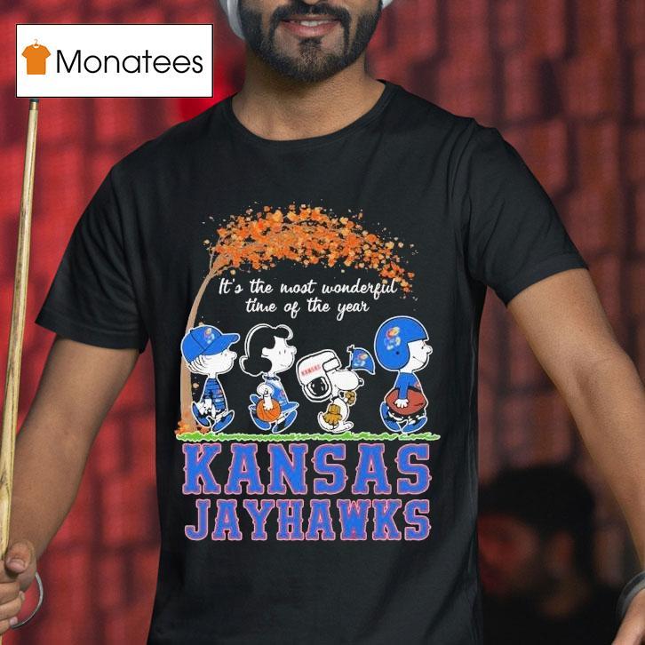 Snoopy The Peanuts Kansas Jayhawks It's The Most Wonderful Time Of The Year Shirt