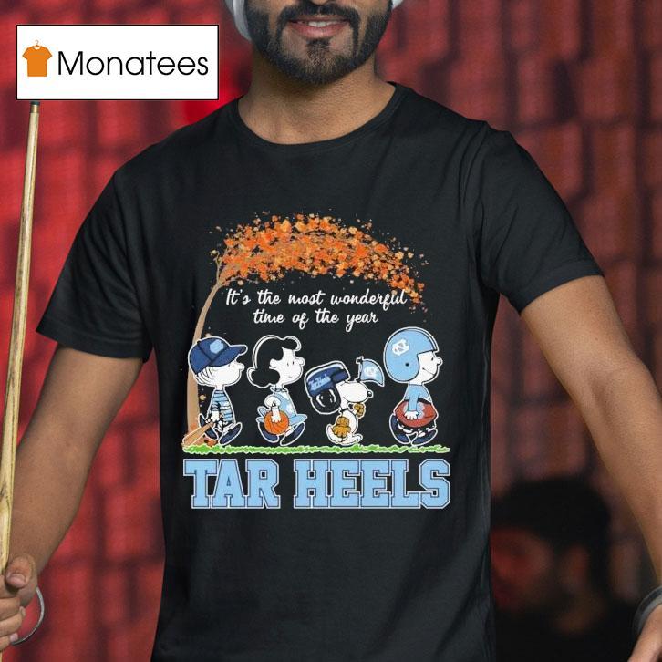 Unc North Carolina Tar Heels Snoopy The Peanuts It's The Most Wonderful Time Of The Year Shirt
