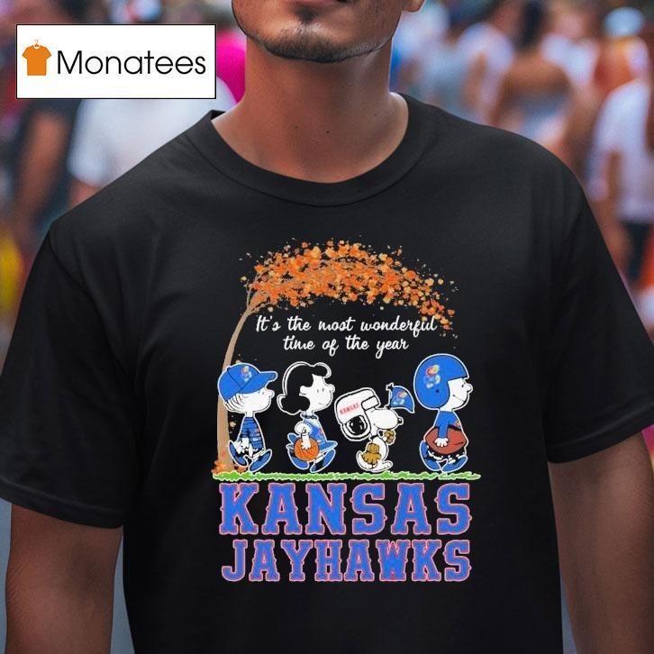 Snoopy The Peanuts Kansas Jayhawks It's The Most Wonderful Time Of The Year Shirt