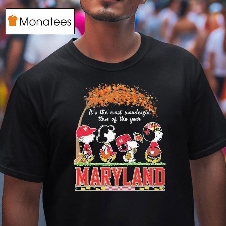 Snoopy The Peanuts Maryland Terrapins It's The Most Wonderful Time Of The Year Shirt