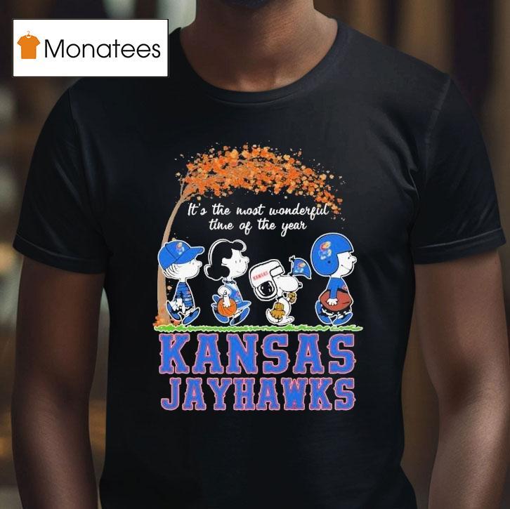 Snoopy The Peanuts Kansas Jayhawks It's The Most Wonderful Time Of The Year Shirt
