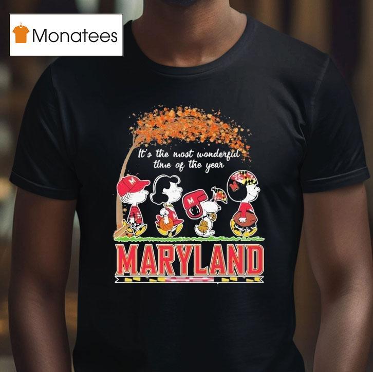 Snoopy The Peanuts Maryland Terrapins It's The Most Wonderful Time Of The Year Shirt