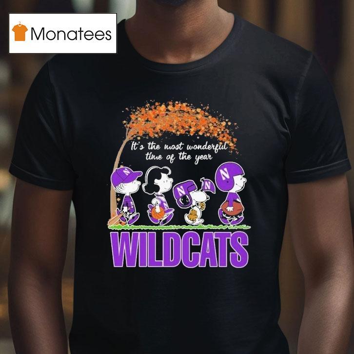 Snoopy The Peanuts Northwestern Wildcats It's The Most Wonderful Time Of The Year Shirt