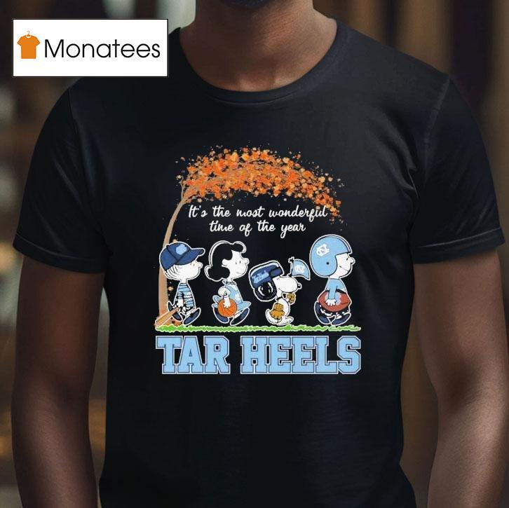 Unc North Carolina Tar Heels Snoopy The Peanuts It's The Most Wonderful Time Of The Year Shirt